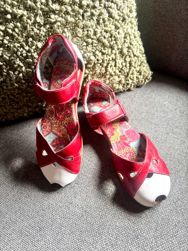 "DV8 by Dolce Vita 'Kamcord' Red Strappy Crossover Wedge Sandals"