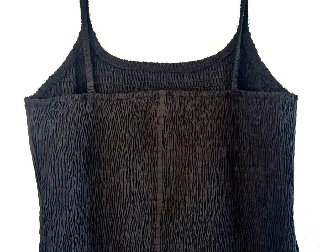 SNDYS Black Shirred Strappy Midi Dress. — photo 3