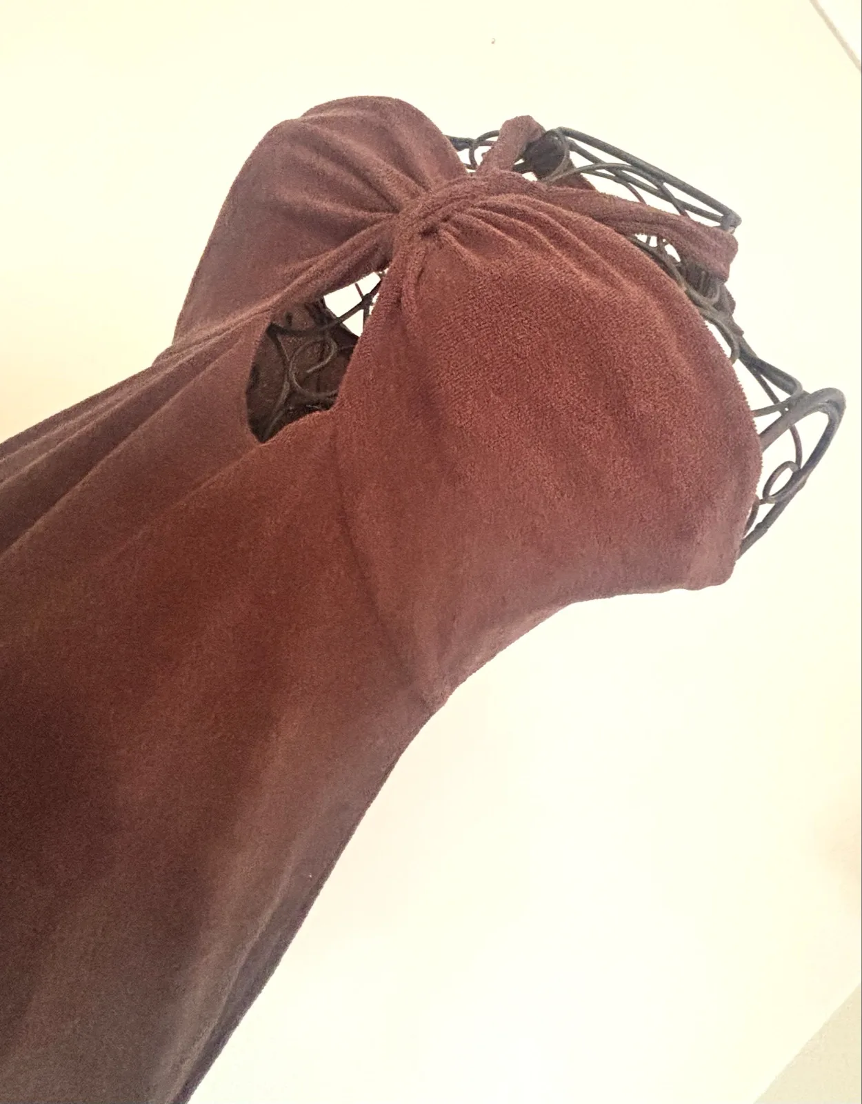 PrettyLittleThing Chocolate Brown Terry Towelling Halter Maxi Dress – photo 5