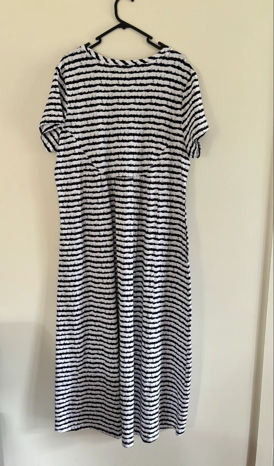 Onetenwillow Navy & White Textured Stripe T-Shirt Dress - XL — photo 2