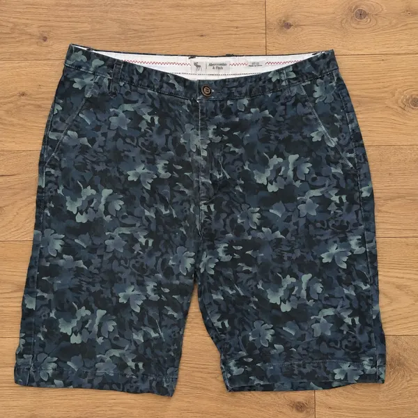Abercrombie & Fitch Mens Floral Chino Shorts W32 Navy Blue Green