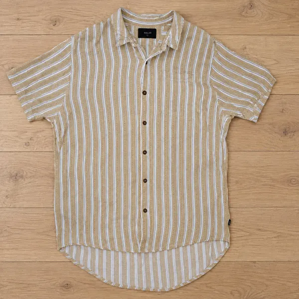 Rolla’s Striped Short Sleeve Shirt Men’s Large Beige Button Up