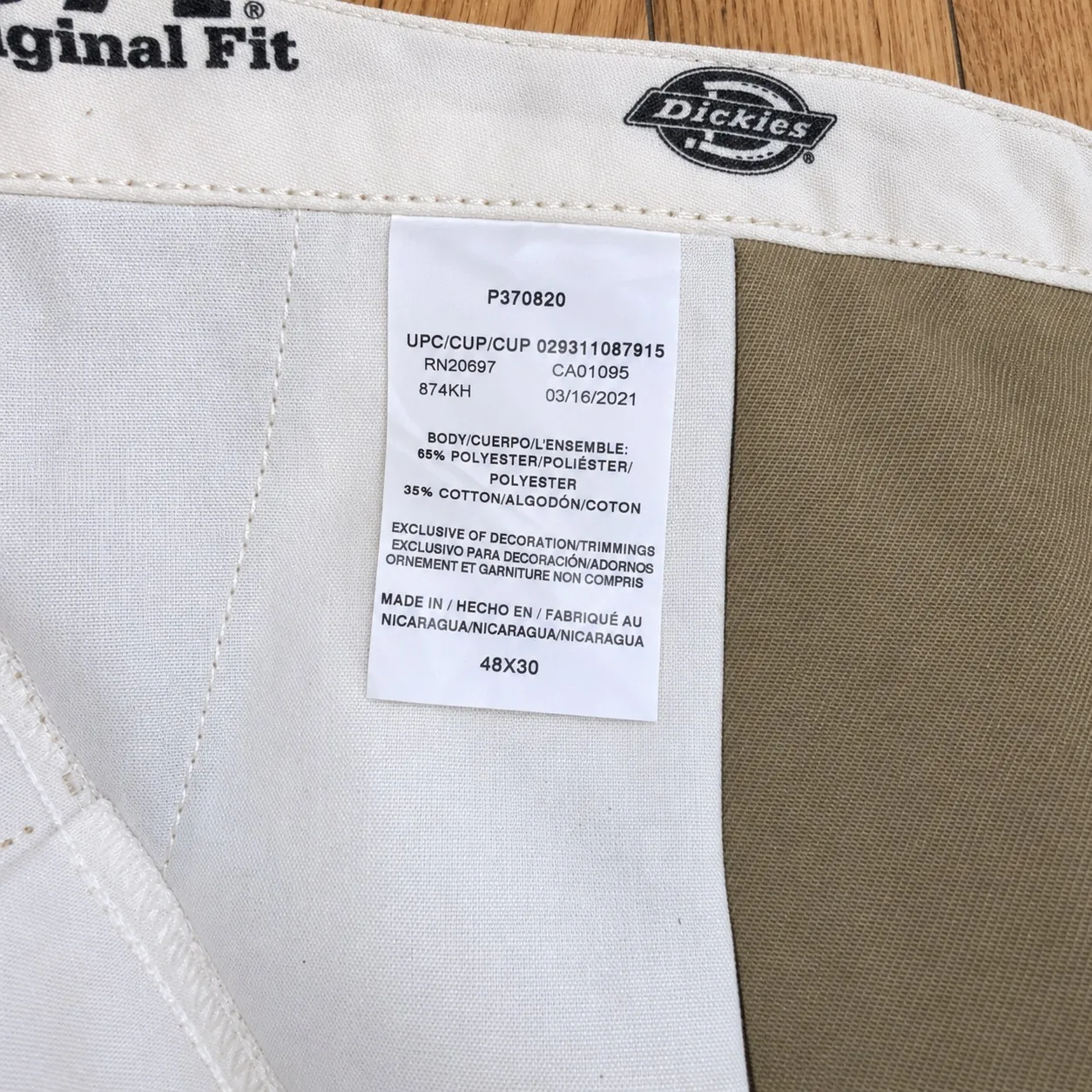 Dickies 874 Original Fit Khaki Work Pants Mens W46 L30 – photo 3