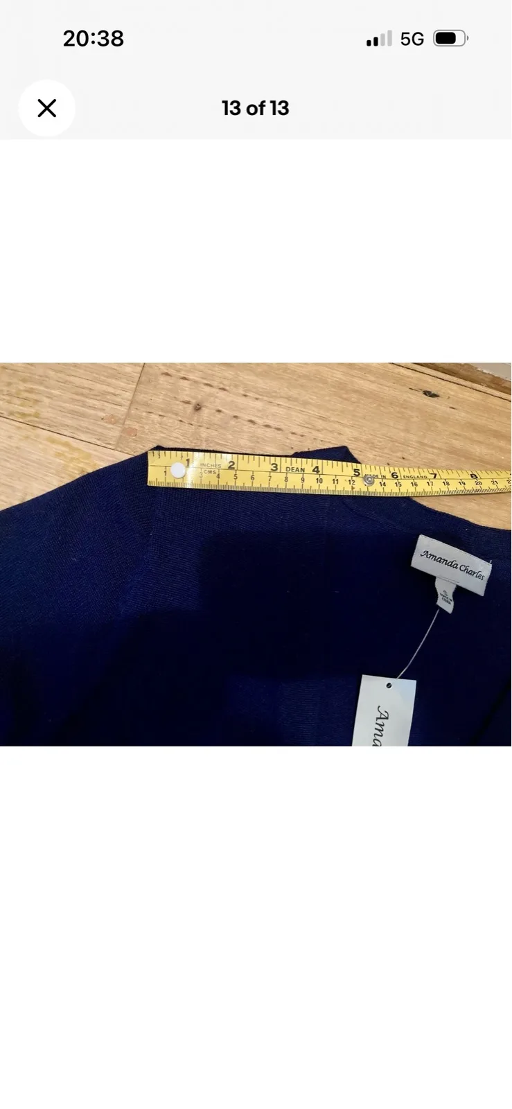 Ladies Amanda Charles Knit Bolero Cardigan Ruffle Three Quart Sleeve Navy Small — photo 10