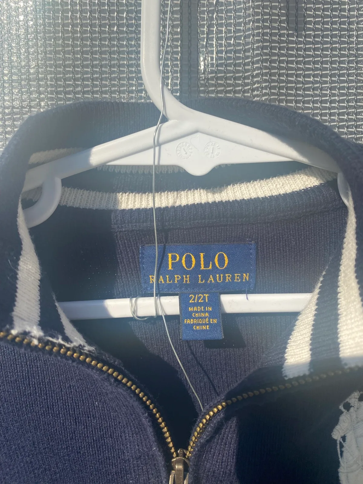 Polo Ralph Lauren Boys full zip knit jumper Navy logo mock neck 2-3 years – photo 2