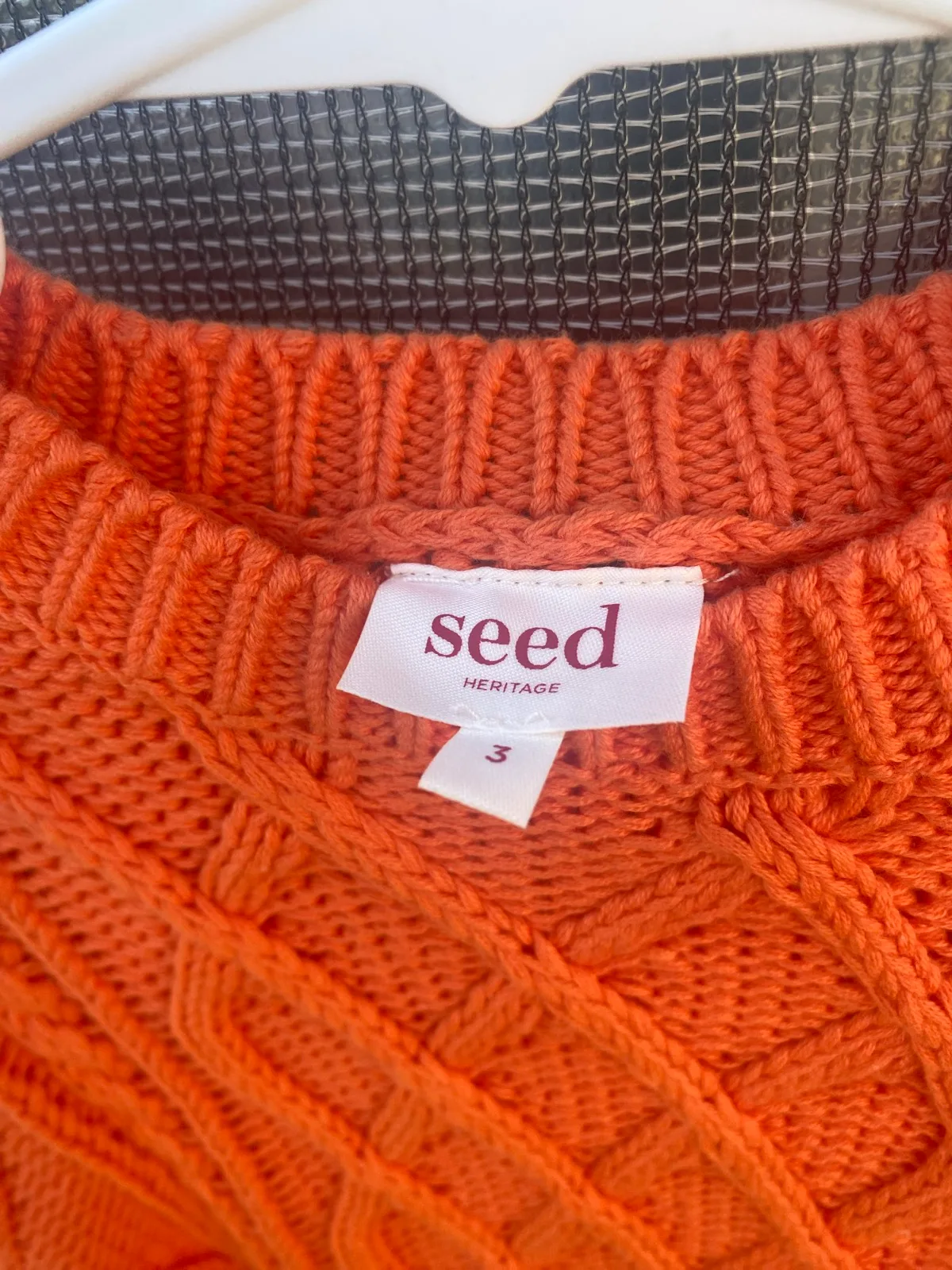 Seed Heritage girls orange cable knit crew neck pullover jumper. Size 3-4 years – photo 4