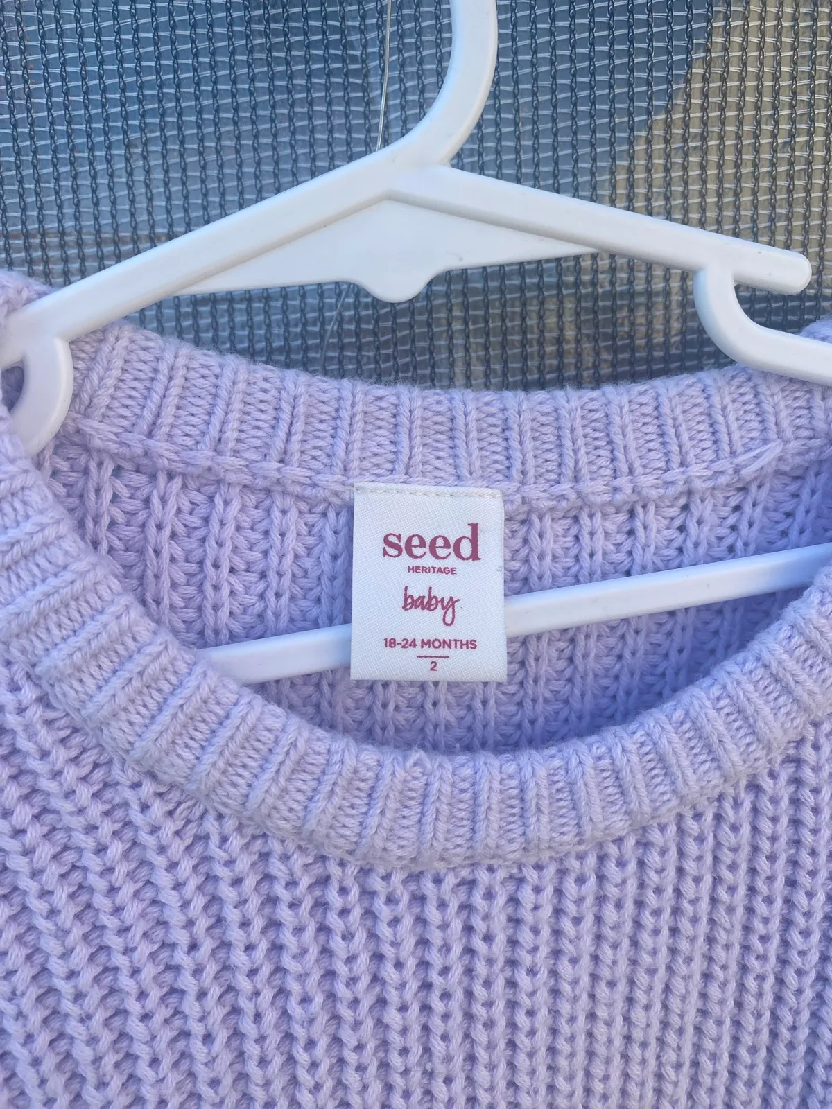 Seed Heritage girls purple cable knit crew neck pullover jumper. – photo 3