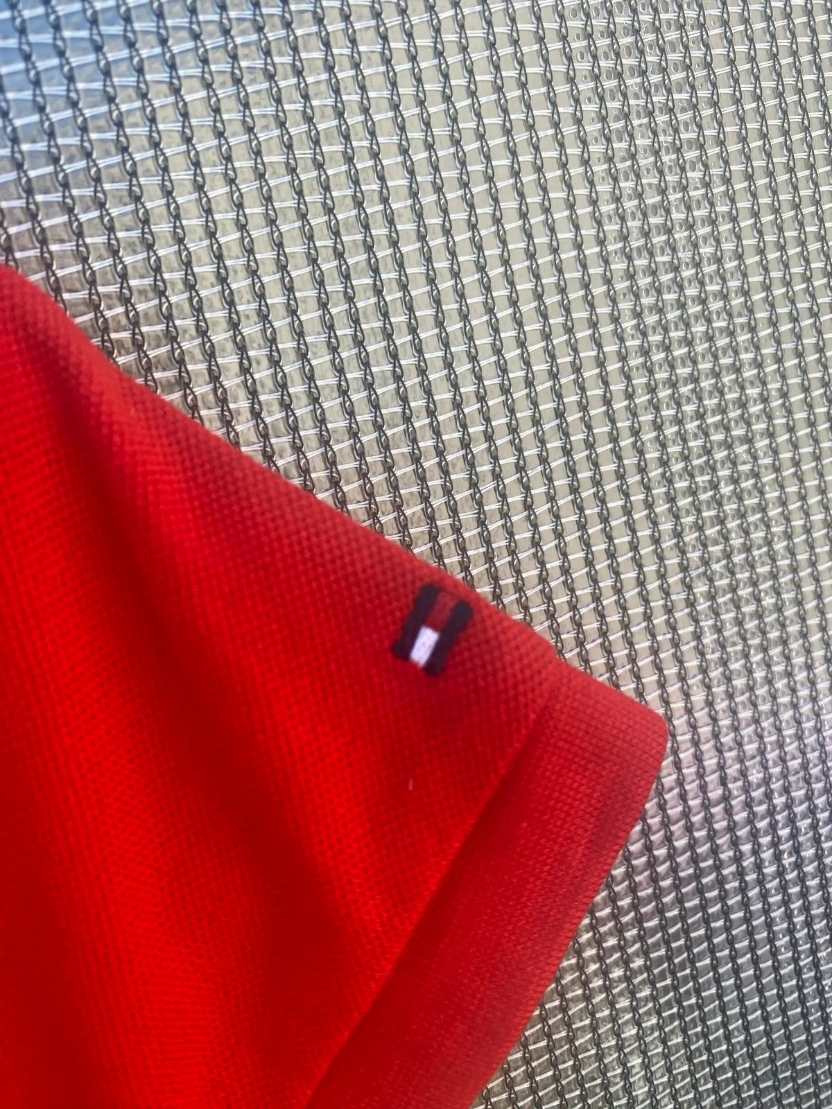 Tommy Hilfiger boys colour block polo shirt size 170.Navy/red/white cotton blend – photo 5