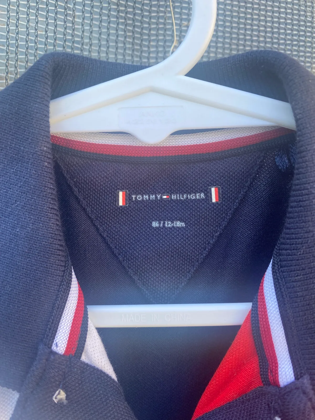 Tommy Hilfiger boys colour block polo shirt size 170.Navy/red/white cotton blend – photo 4