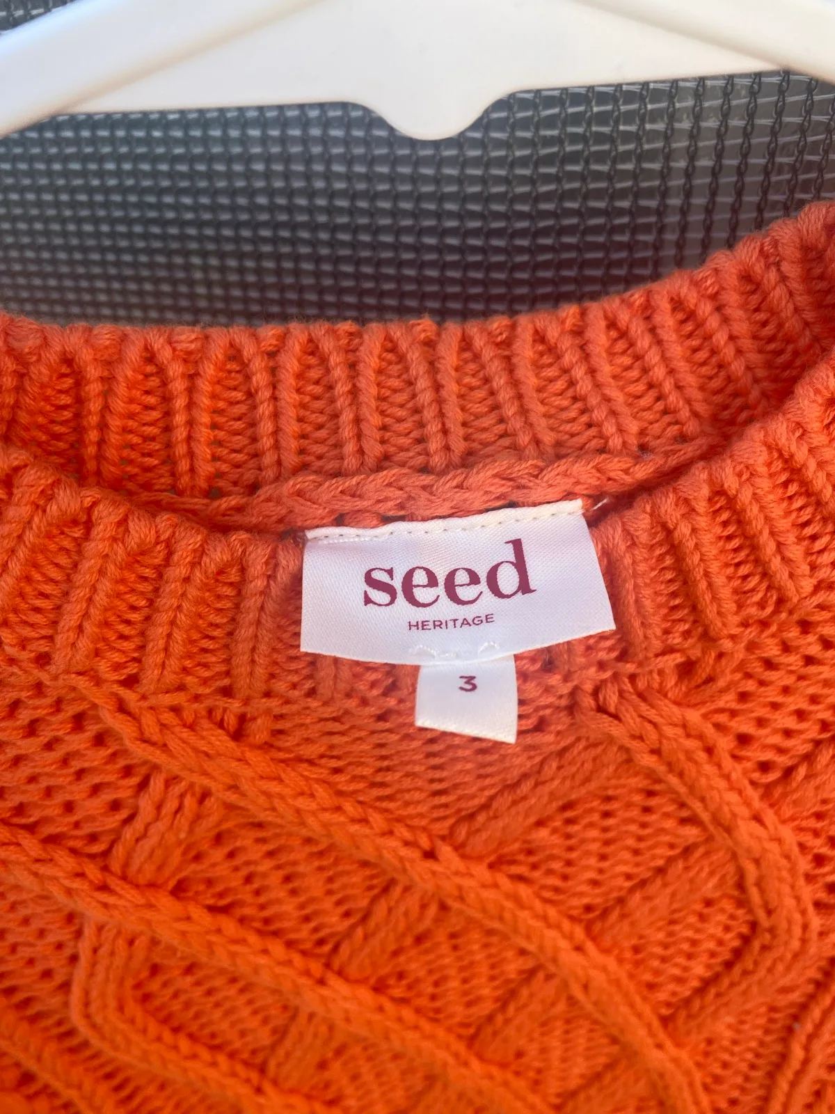 Seed Heritage girls orange cable knit crew neck pullover jumper. Size 3-4 years – photo 3