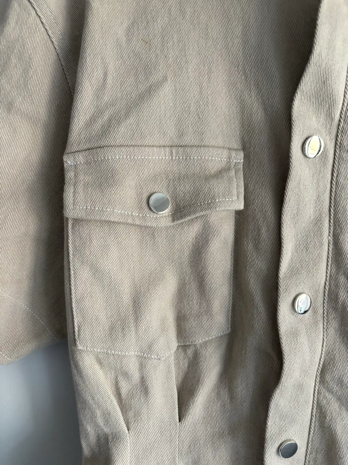 FAYT the Label Beige Collared Short Sleeve Dress  Pockets Elastic Waist Size  12 – photo 3