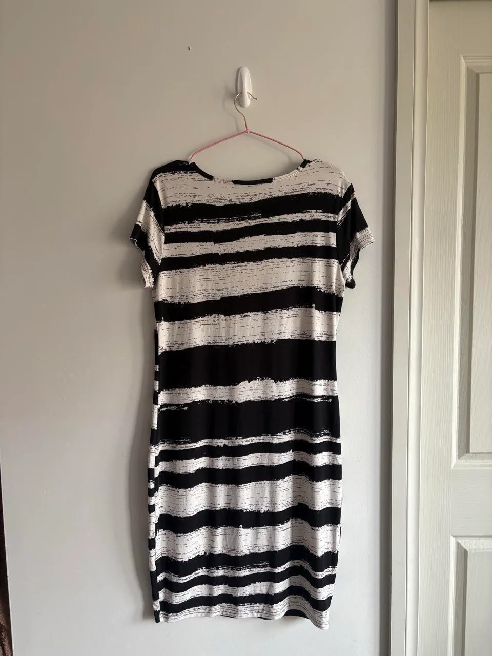 ICE Fashion Black & White Stripe Short Sleeve Round Neck Shift Dress XXL – photo 2