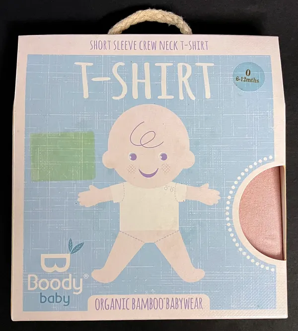 NEW Boody® Baby Short Sleeve Crew Neck T-shirt - Size 0 PINK RRP $22.95
