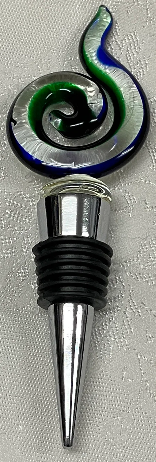 Vintage New Zealand KORU SPIRAL Art Glass Bottle Stopper (Boxed) — photo 3