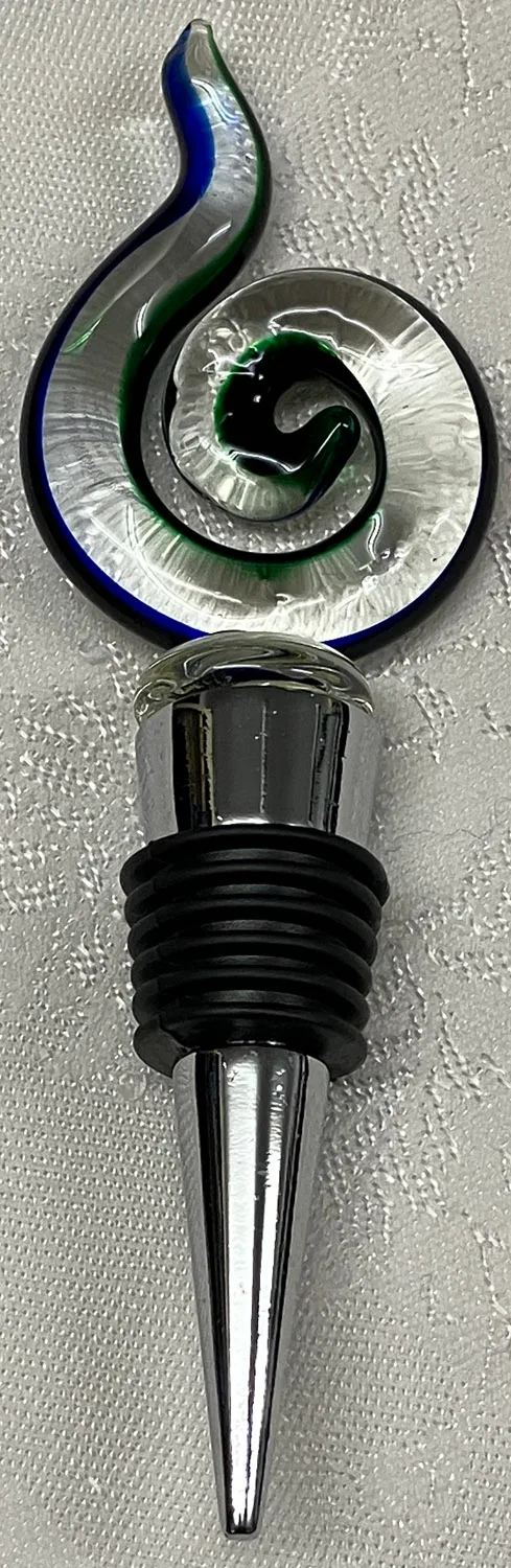 Vintage New Zealand KORU SPIRAL Art Glass Bottle Stopper (Boxed) — photo 2