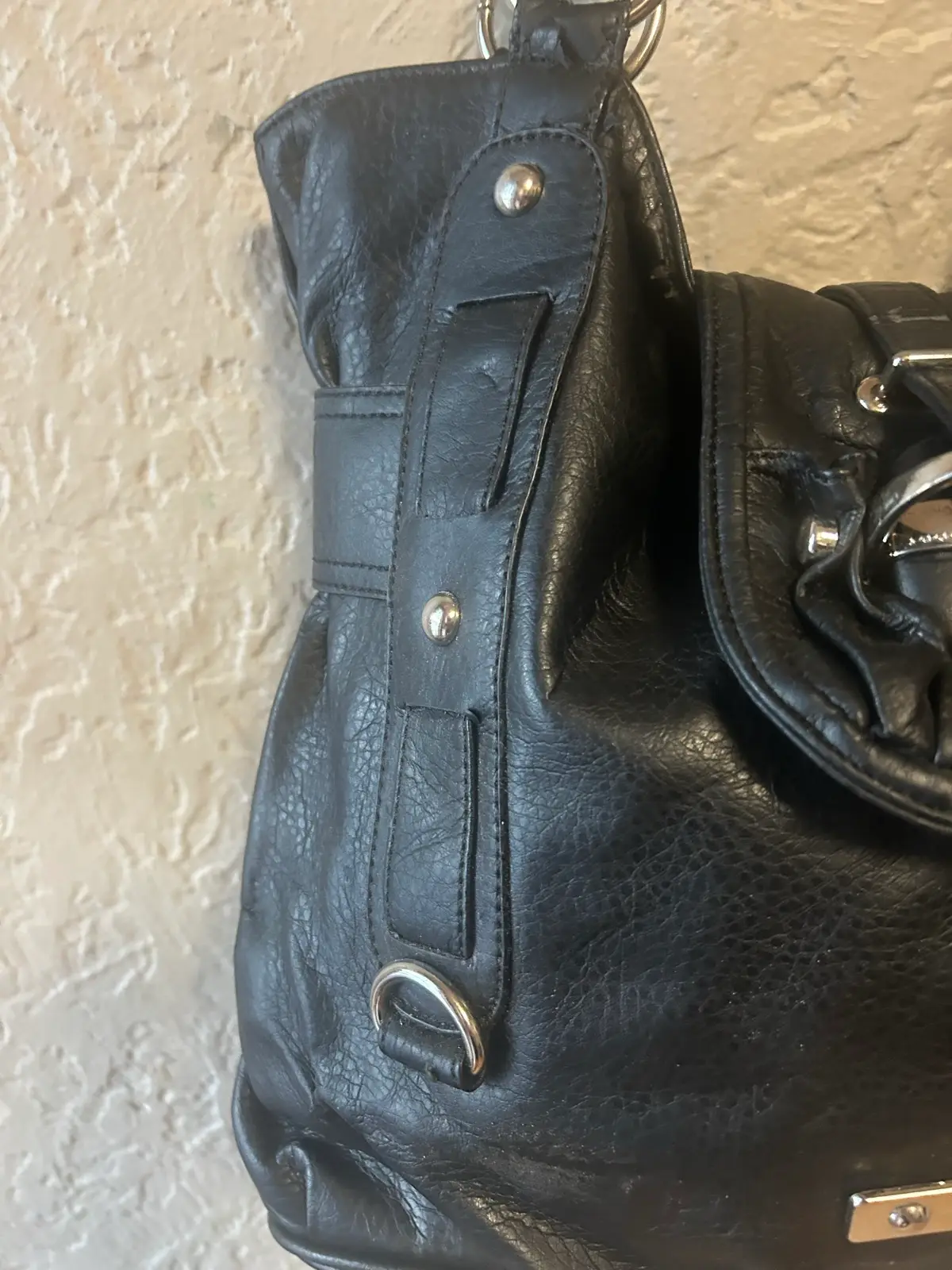 Black faux leather shoulder bag – photo 3