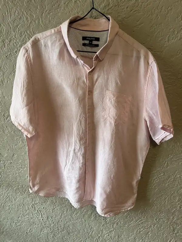 Men’s politix pink linen short sleeve shirt