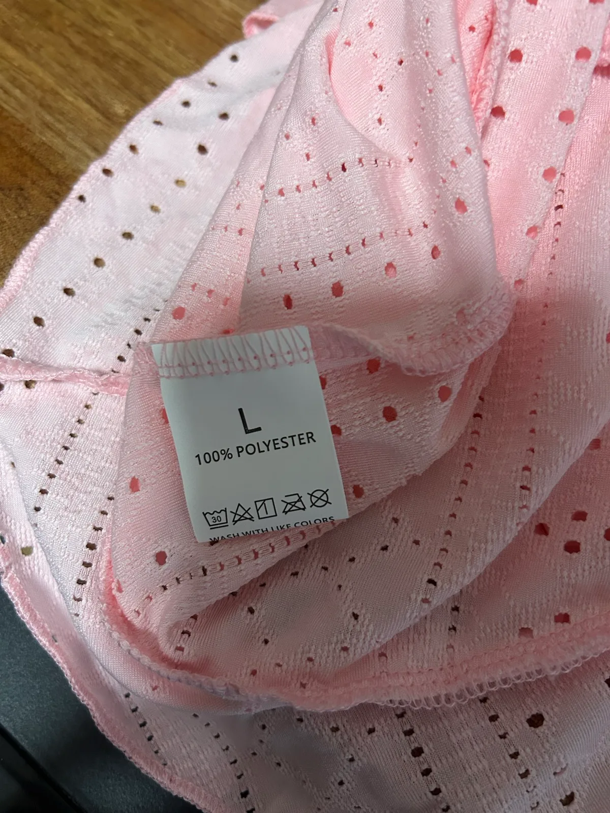 Pink tank top with eyelet lace detail – photo 4