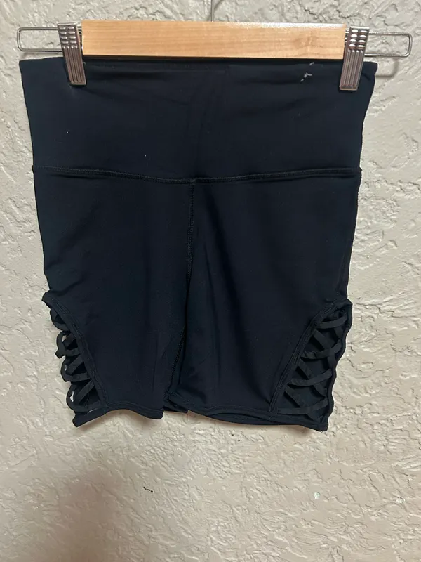 Cotton on body black biker shorts with lace detail