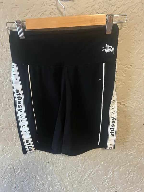 Stussy black activewear bike shorts