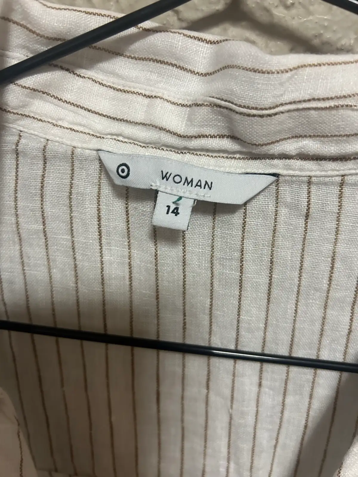 Target cream/brown striped blouse – photo 3