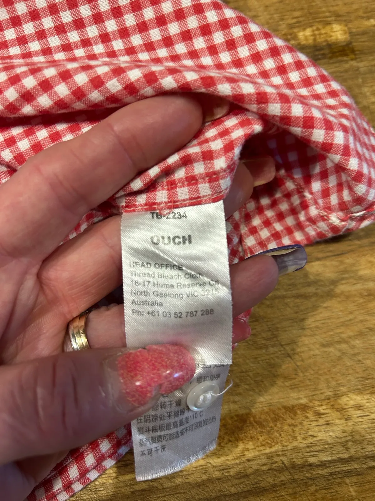 Ouch boys red/white gingham shirt – photo 2