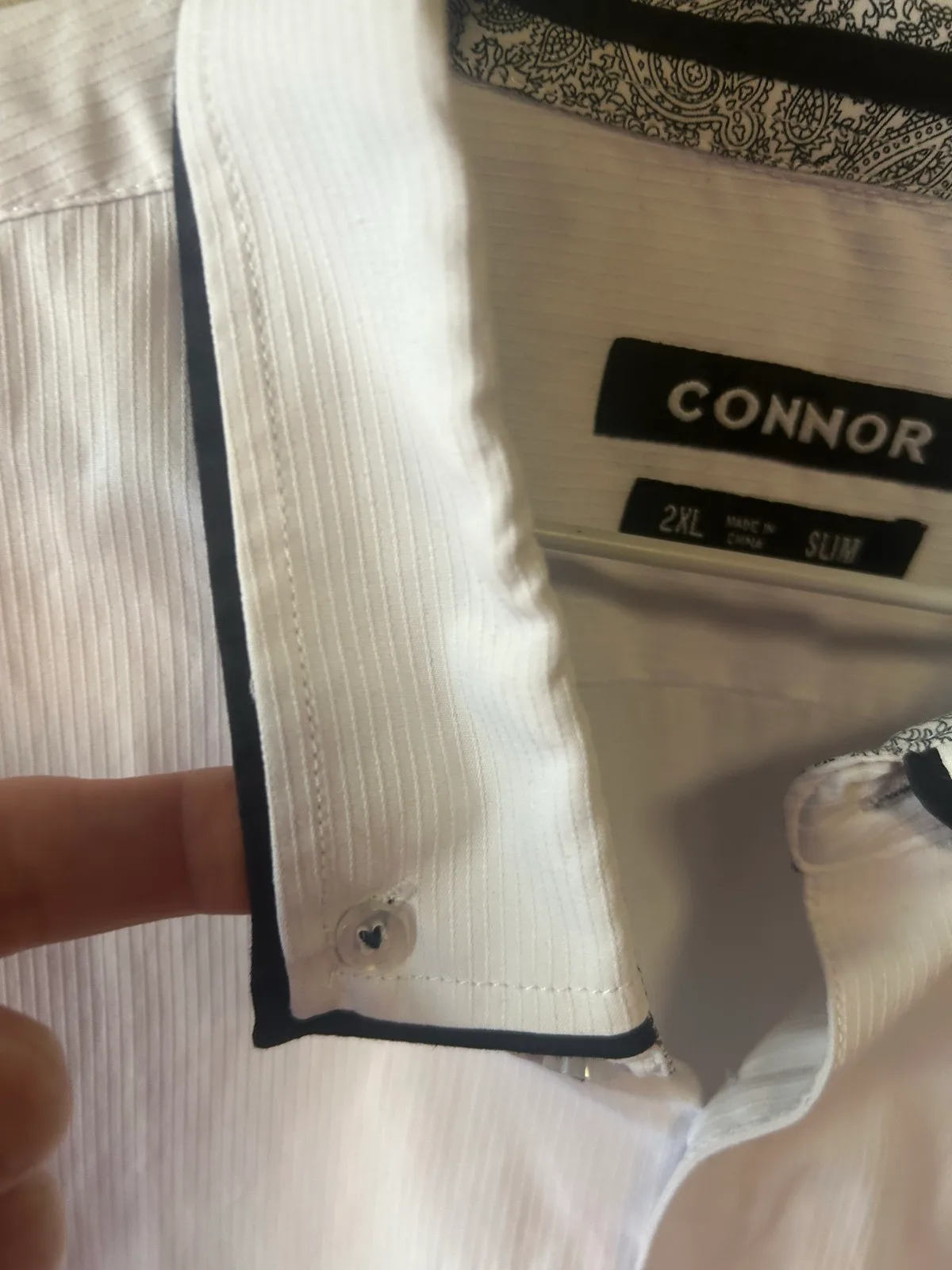 Connor white mens dress shirt with black trim – photo 3
