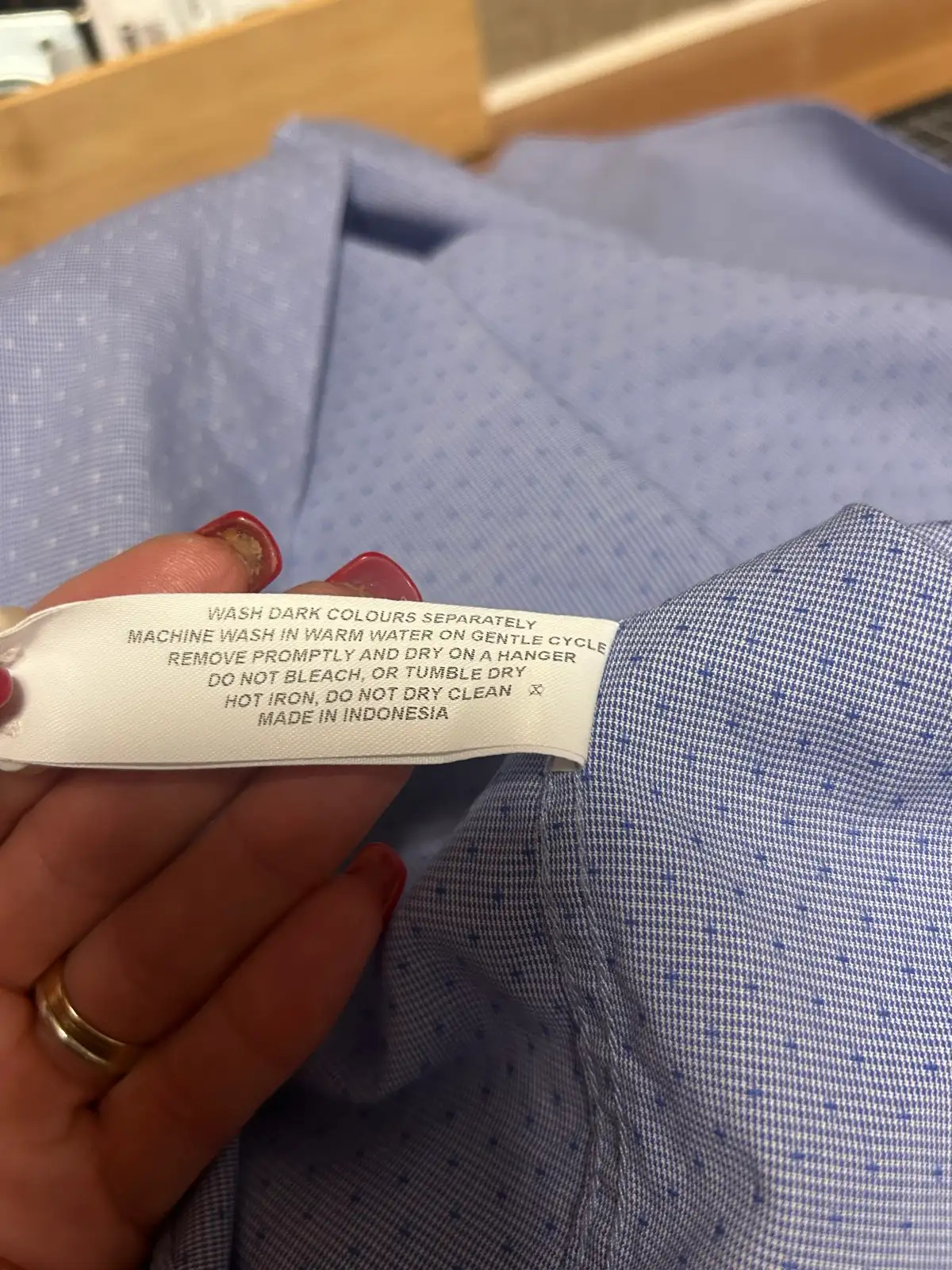 Men’s van Huesen blue/white spot shirt – photo 5