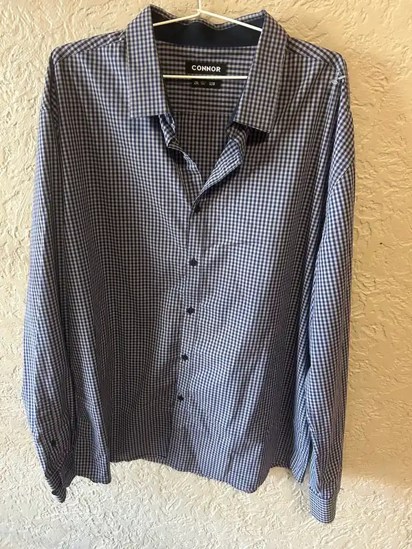 Connor navy/white gingham shirt