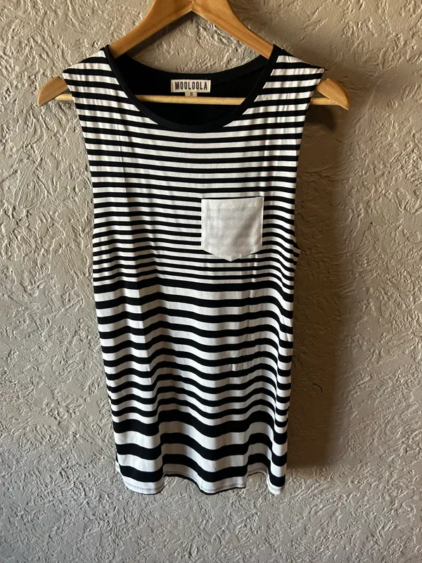 Mooloola black/white striped tank dress