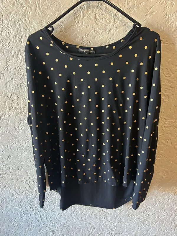 Caroline Morgan black/gold polka dots top