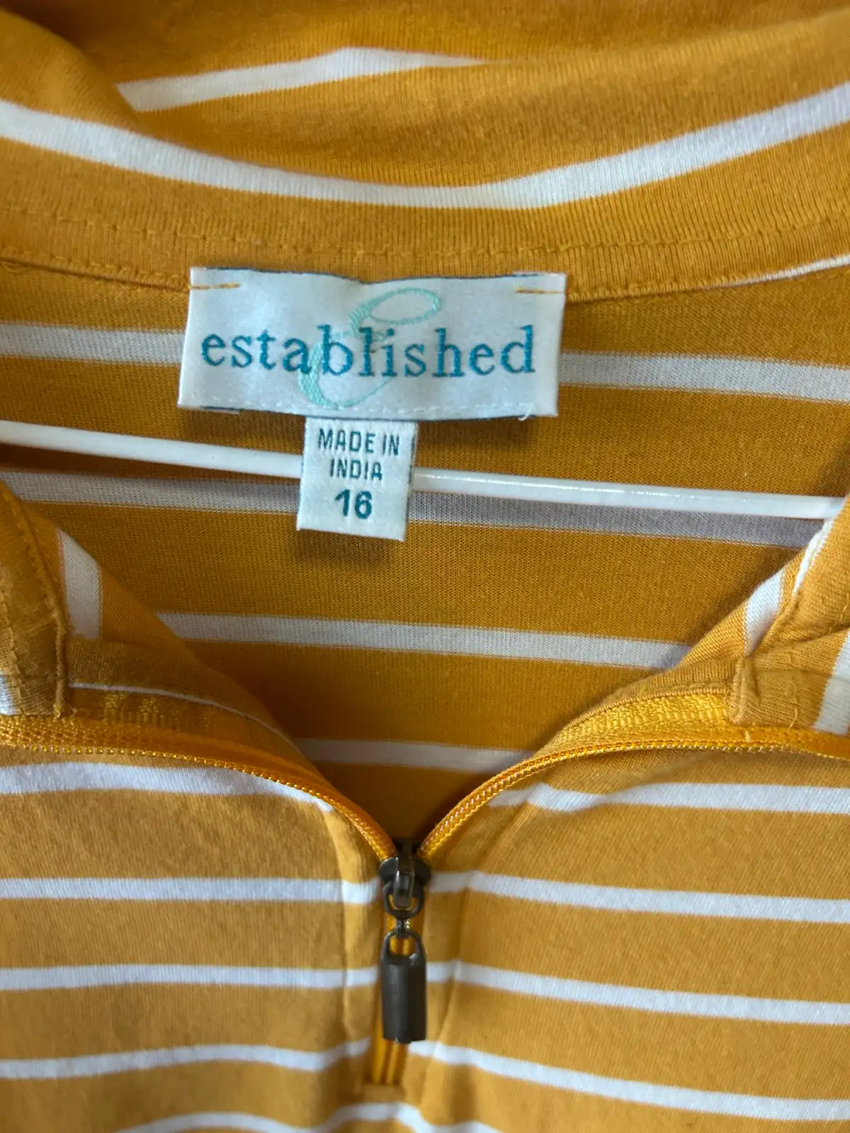 Established mustard/white long sleeve quarter zip top – photo 2