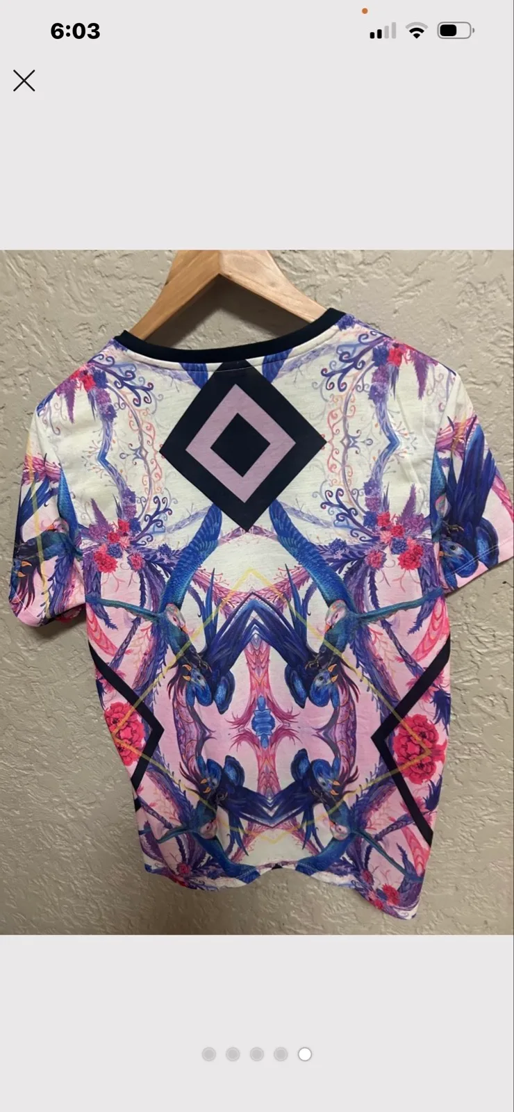 Adidas pink, blue/white floral print tee — photo 5