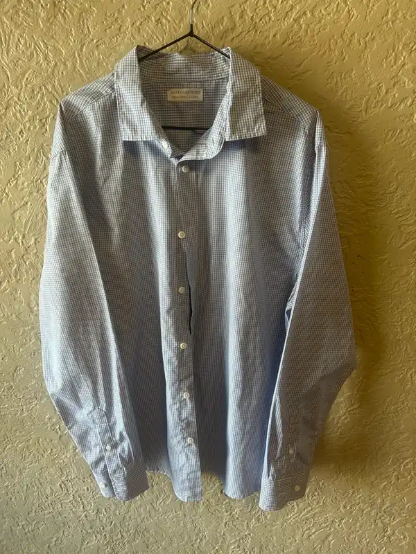 Men’s blue/white checked long sleeve shirt