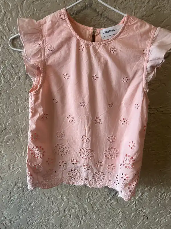 Girls Dejuba pink eyelet dress
