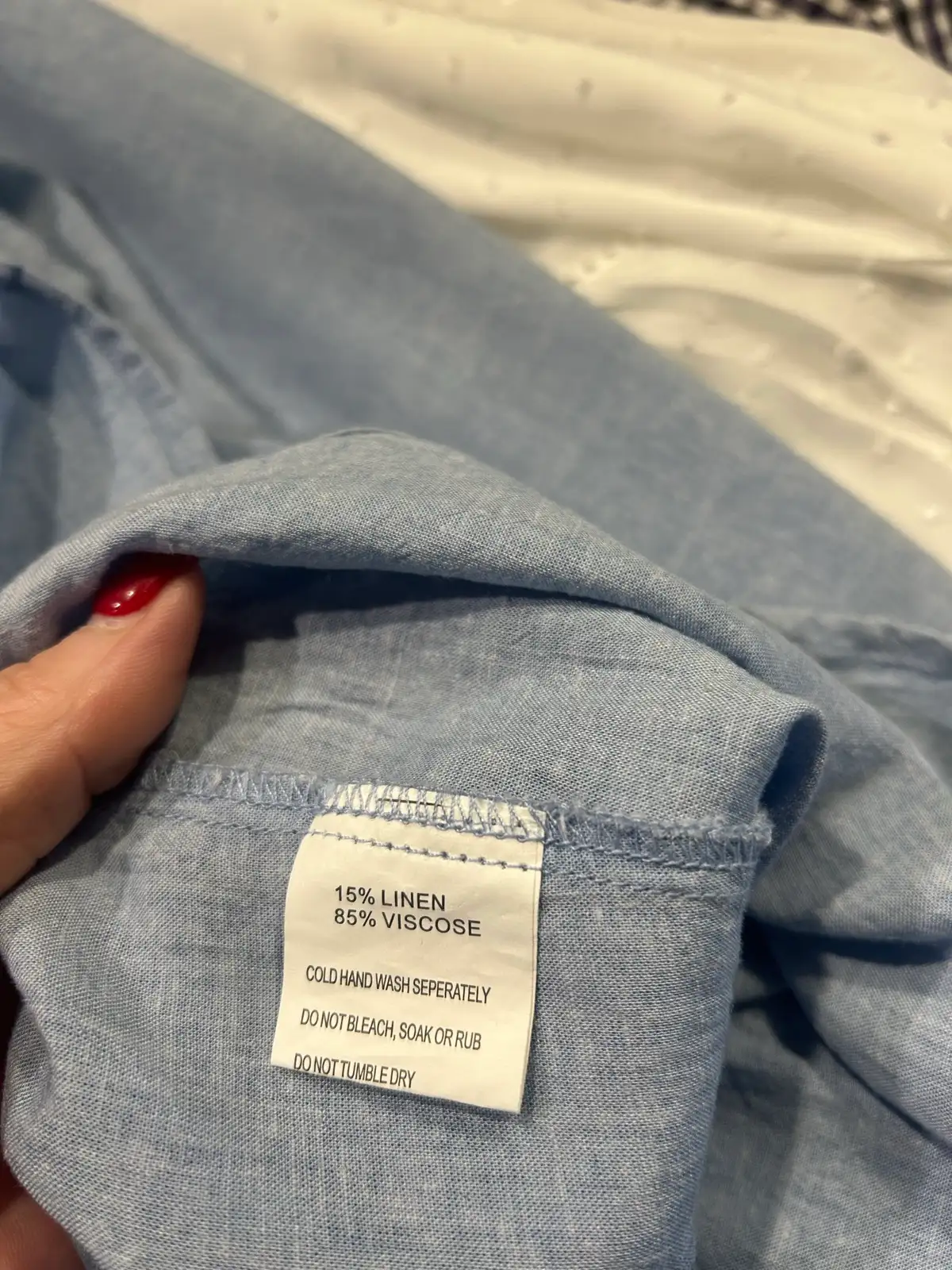 Cafe latte blue linen blend blouse – photo 7