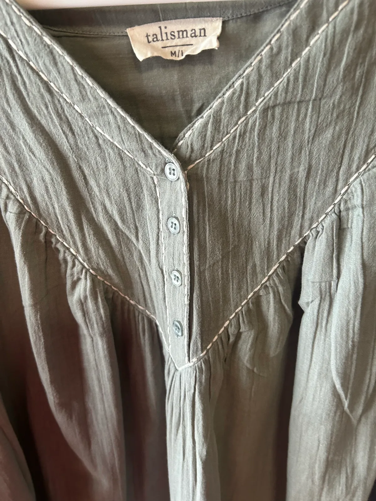Talisman green cotton long sleeve blouse – photo 3