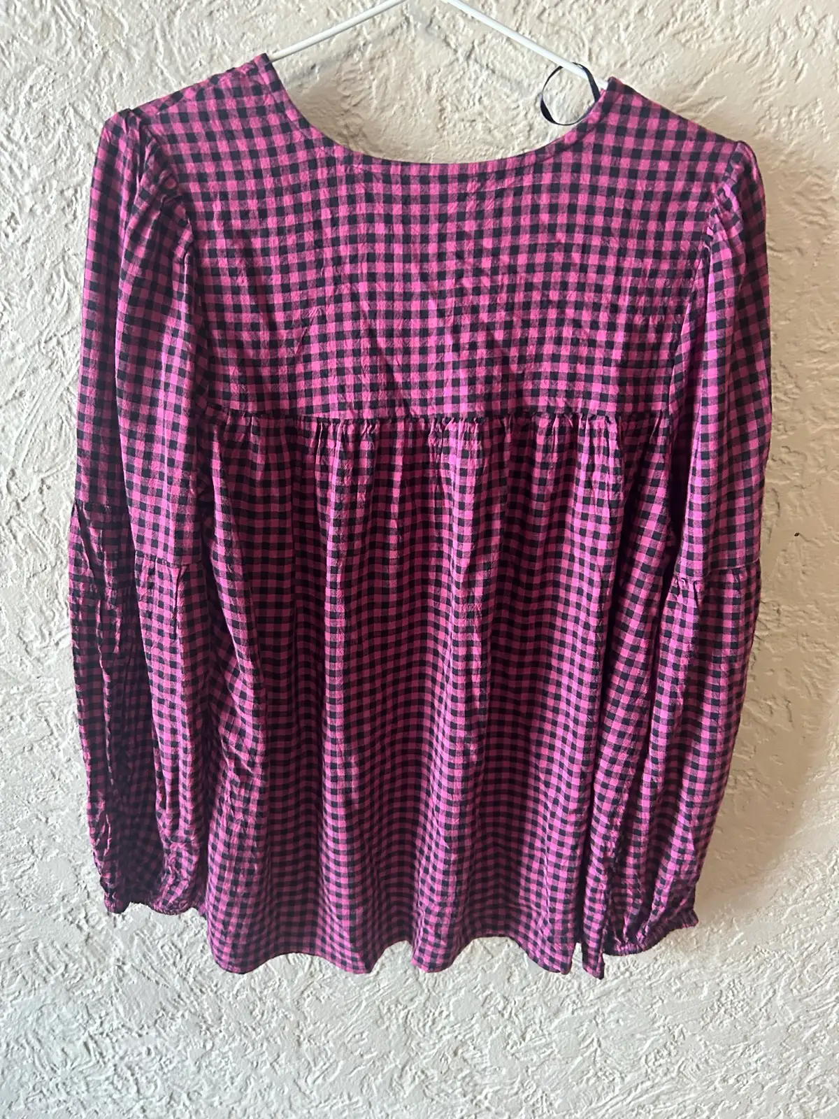 Anko pink/black plaid long sleeve blouse – photo 4