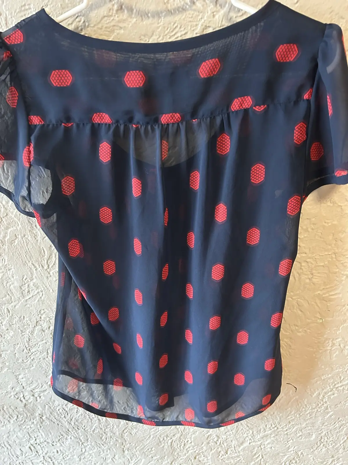 Miss shop navy/red geometric pattern sheer top – photo 4