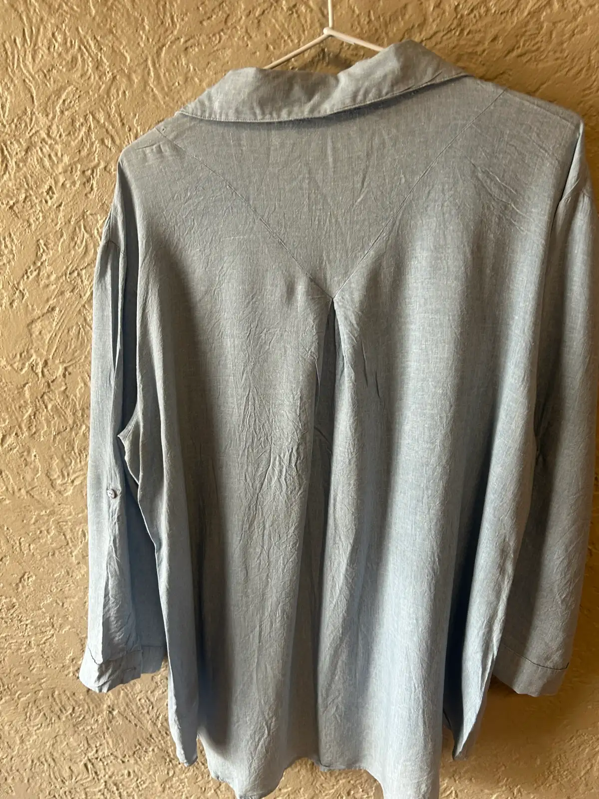 Cafe latte blue linen blend blouse – photo 6