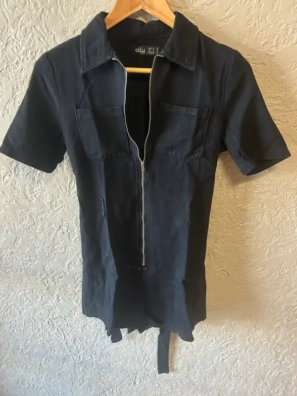 Ally fashion black shirt style playsuit