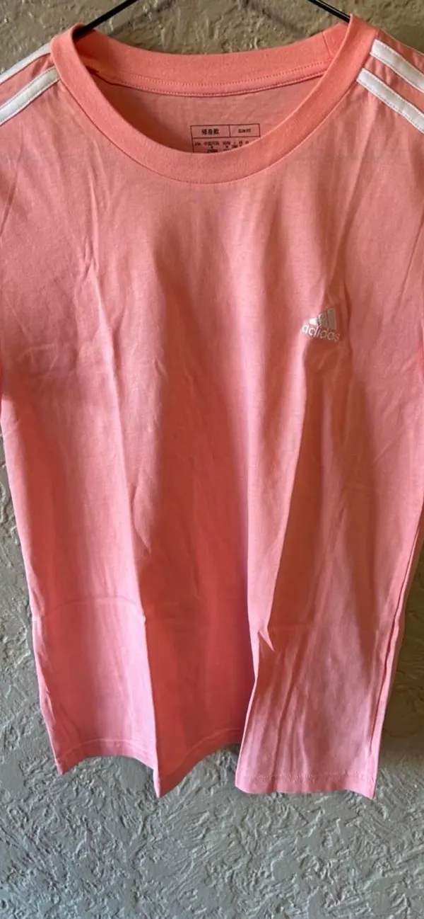 Adidas pink/white striped tee