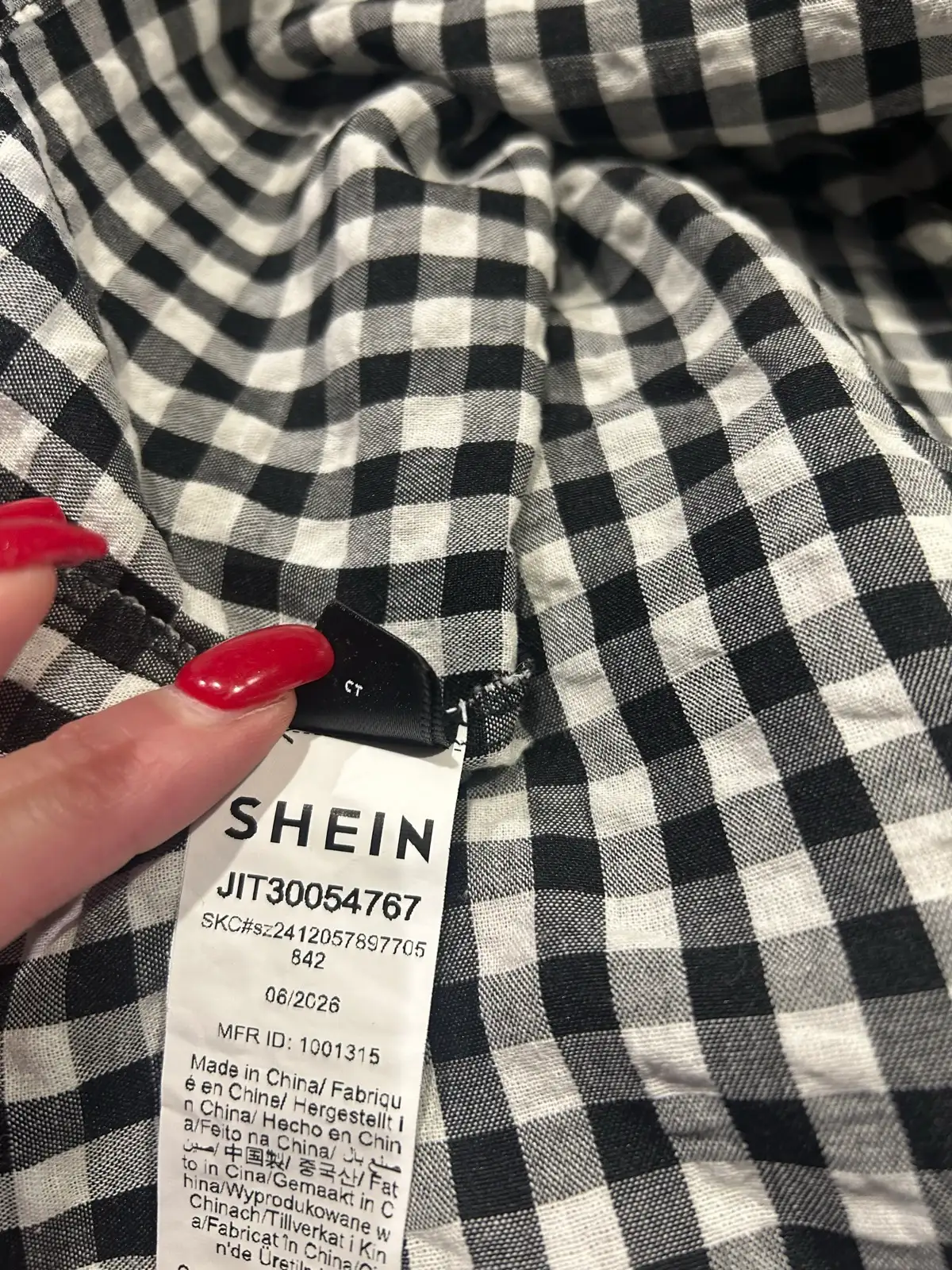 Shein black/white gingham square neck blouse – photo 4