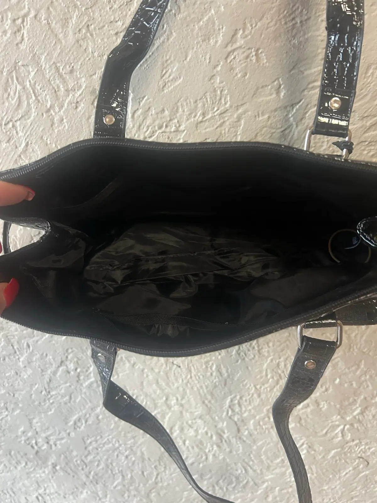 Black faux croc leather handbag – photo 6