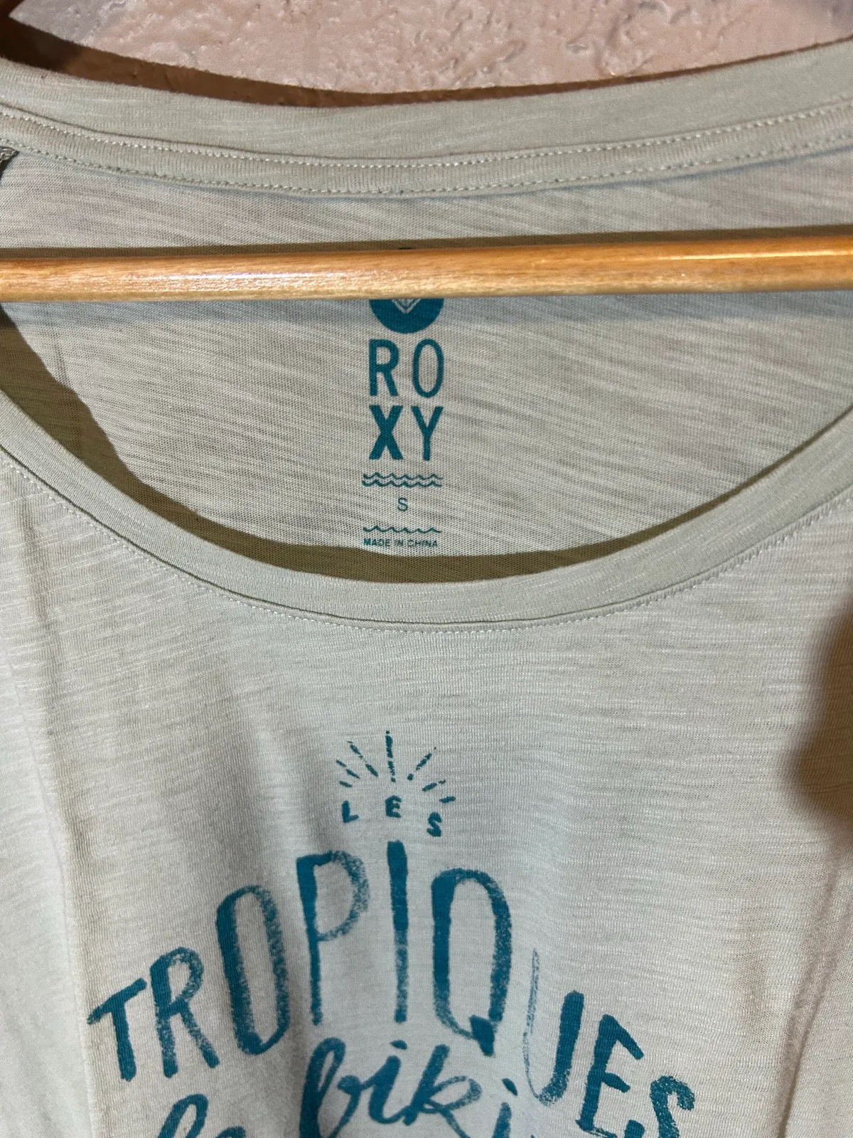 Roxy green/grey long sleeve tee with graphics — photo 2