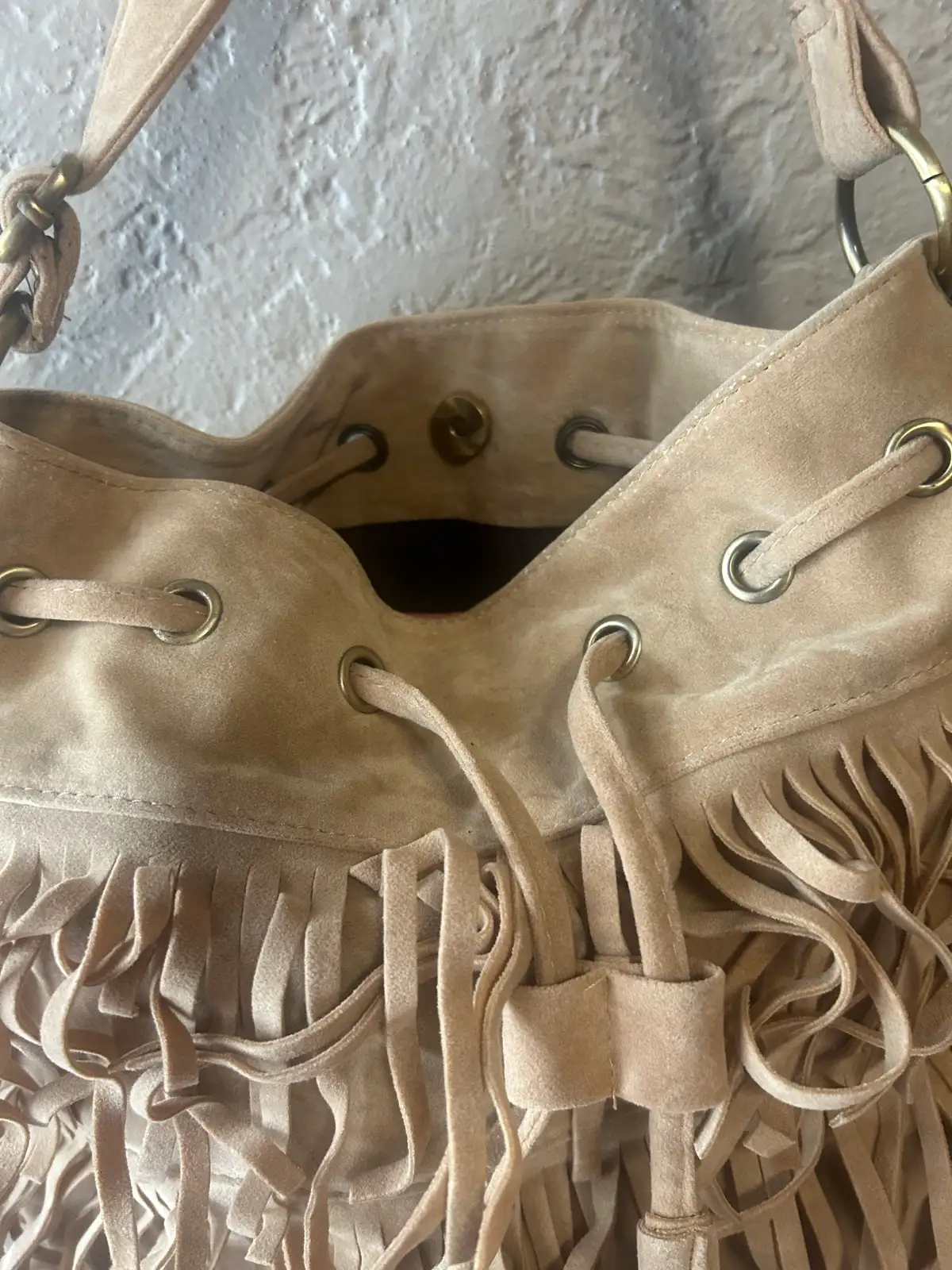 Tan boho Fringed bucket bag – photo 2