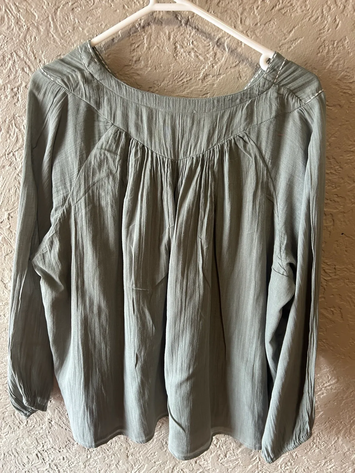 Talisman green cotton long sleeve blouse – photo 5