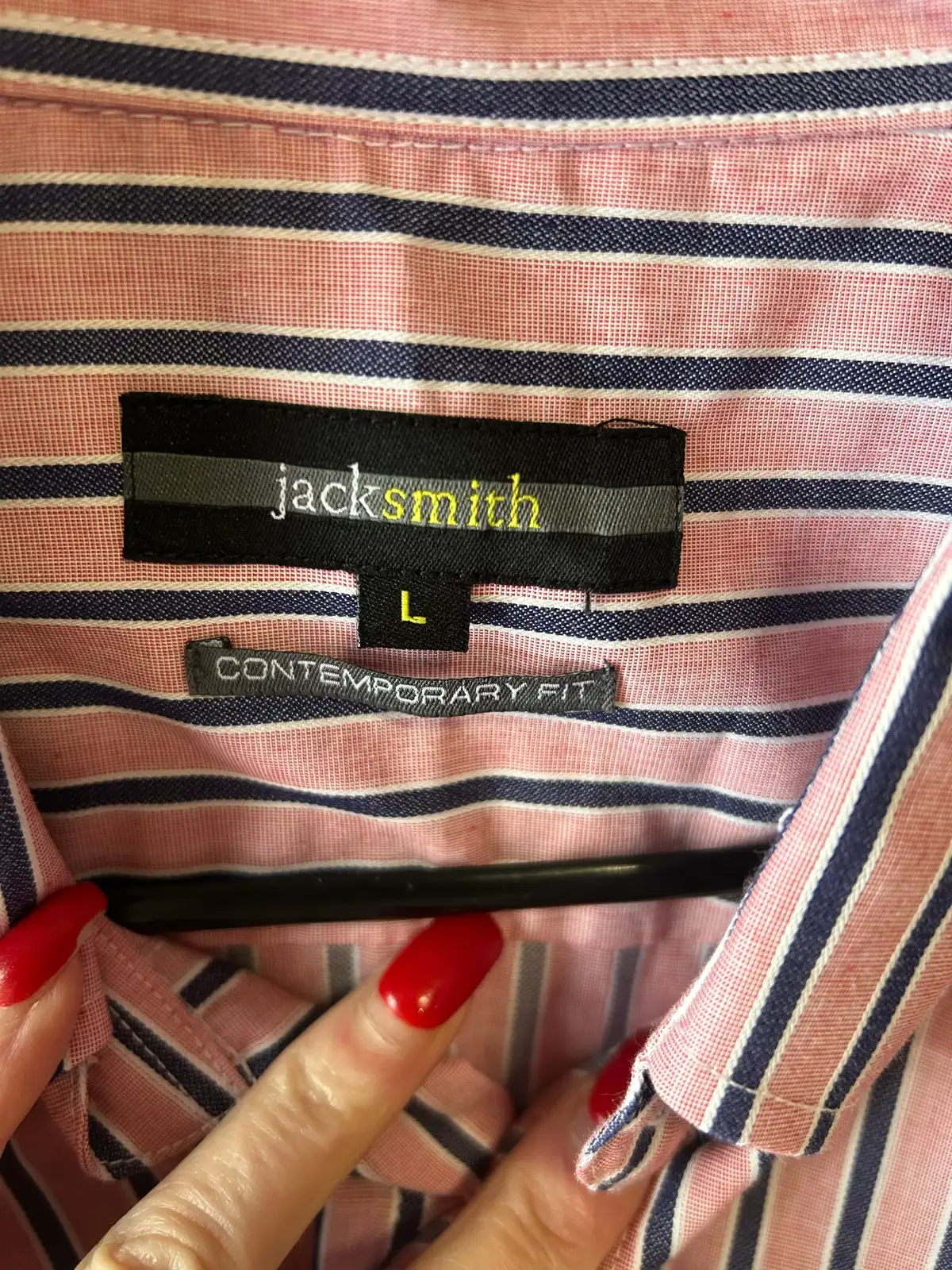 Jack smith pink/navy striped shirt – photo 3