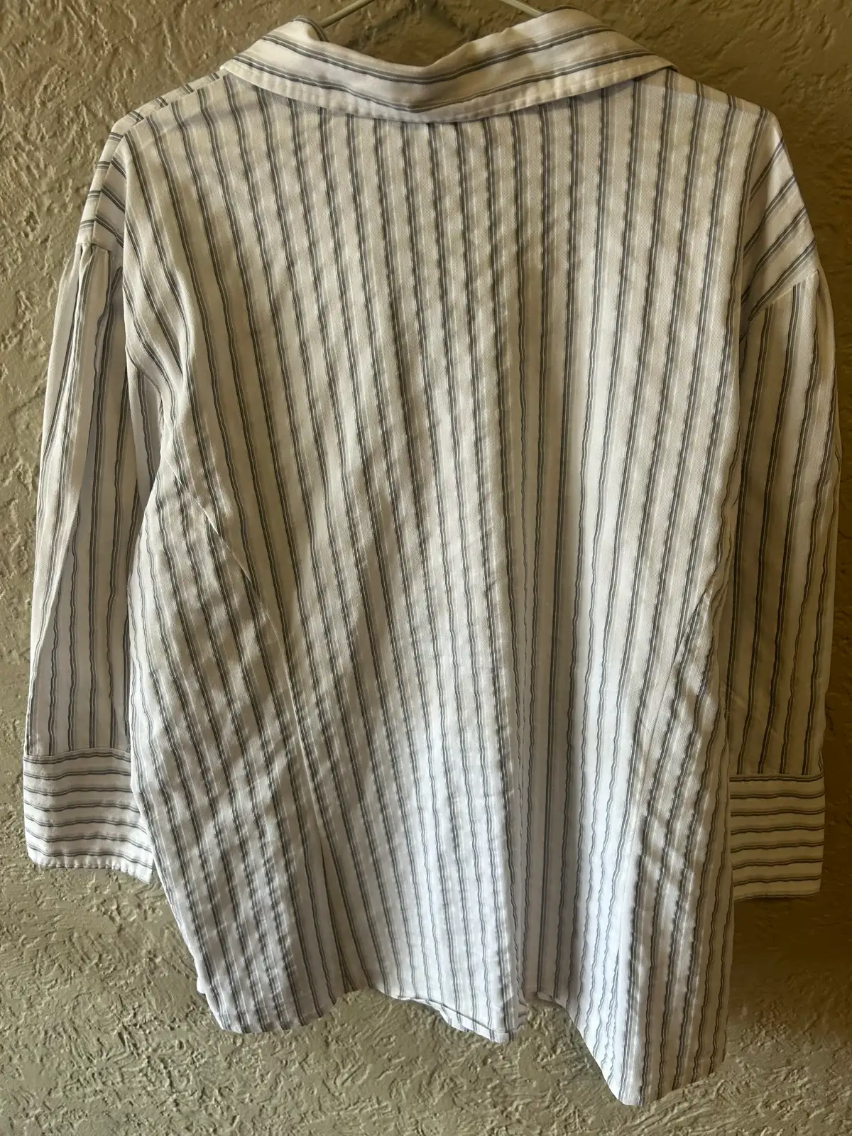 Now white/blue striped collared shirt – photo 5