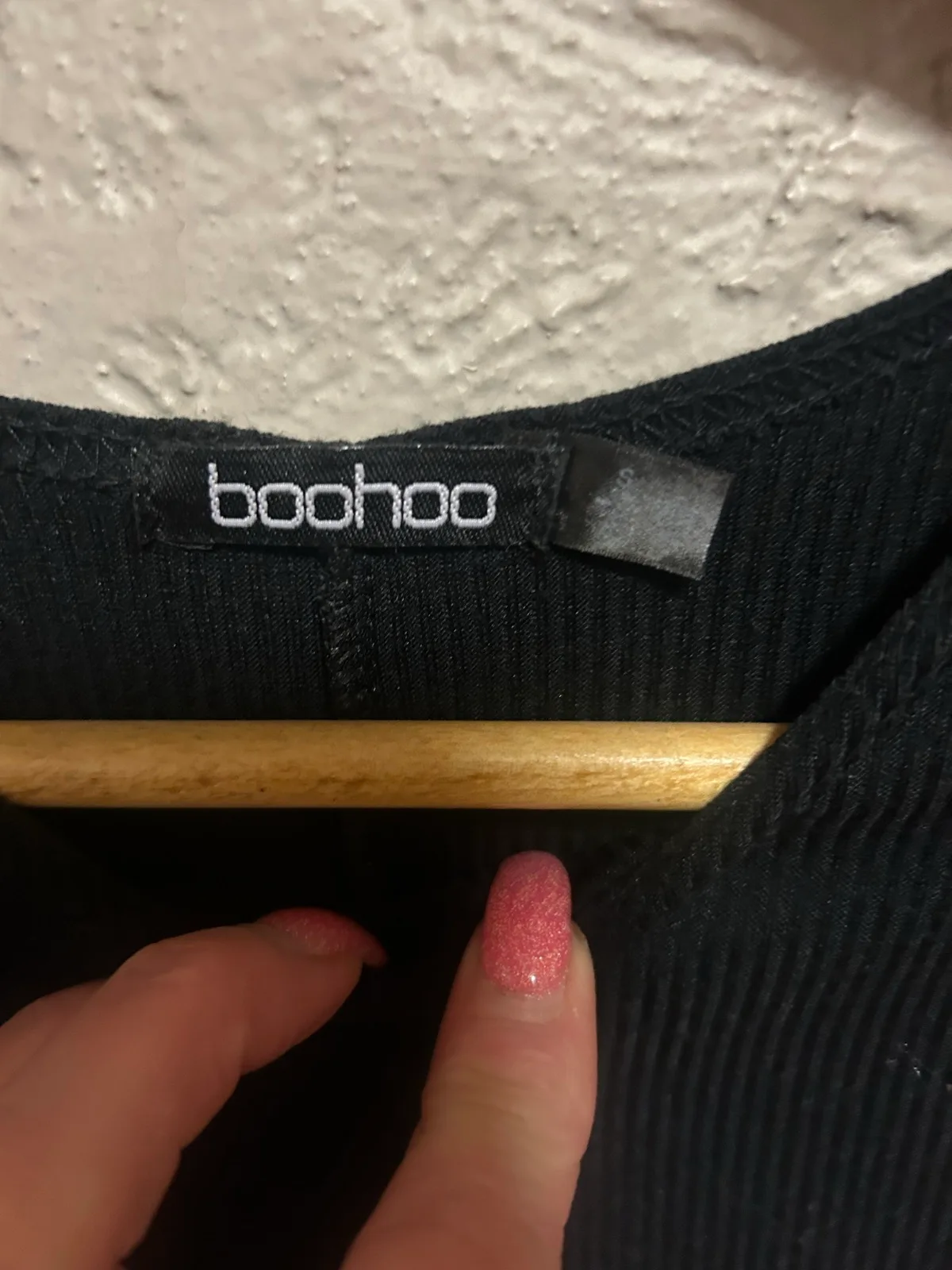 Boohoo long sleeve black ribbed casual dress — photo 2
